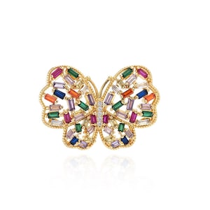 Diamond Butterfly Pendant,Micropavé CZ Butterfly Charm,18K Gold Filled Dainty Butterfly Necklace,DIY Butterfly Jewelry,30x43x8mm