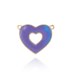 Enamel Heart Pendant Mini Heart Charm 18K Gold Filled Heart Enamel Pendant Discover DIY Jewelry Making Supplies 19.5x24x2mm
