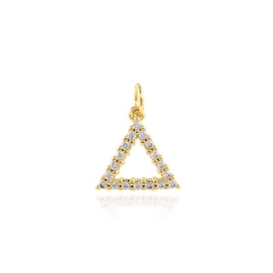 Minimalist Geometric Necklace Lovely Triangle Necklace Delicate Gold Necklace Micropave Openwork Triangle Pendant 18K Gold Fill 13x16.5x2mm