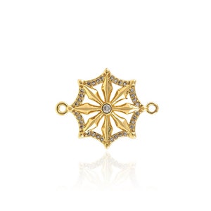 Polaris Connector, Starburst Charm,18K Gold Filled Octagram Connector,Micropavé CZ Star Connector,DIY Jewelry Making Accessories,24.5x19x2mm