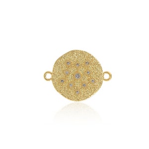 18K Gold gefüllte Münzstecker, Goldscheibenstecker, Micropavé CZ-Rundstecker, DIY Armband-Halskettenzubehör, 24.5x18.5x1.5 mm