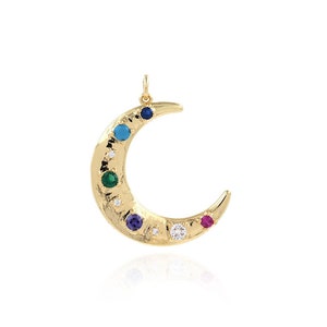 Moon Necklace, Micropavé CZ Crescent Necklace, 18K Gold Filled Moon Charm, Crescent Charm, DIY Jewelry Supplies,