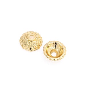 10Pcs，18K Gold Filled Bead Caps, Round Bead Caps, Bead Spacers, Alloy Beads, DIY Jewelry Making,10x3.8mm