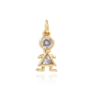 Kids Charm, 18K Gold Filled Girls Pendant, Micropavé CZ Necklace for Girls, Gift For Her, DIY Jewelry Supplies, 18x7.5x3mm