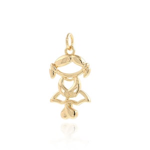 Kids Charm, Girls Pendant, Micropavé CZ Gift For Her, 18K Gold Filled Necklace for Girls, DIY Jewelry Supplies, 23x12.5x2mm