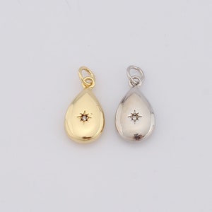 18K Gold Filled Teardrop Pendant, CZ Teardrop Charms, DIY Jewelry Making Supplies，19x9.4x3.5mm