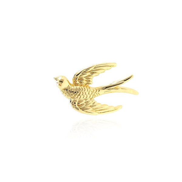 Micropaved Zircon Small Swallow Necklace Bird Pendant 18k Gold Filled DIY Bracelet Jewelry Making Supplies Bird Jewelry 14x25x5mm