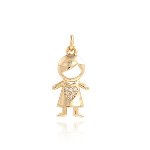18K Gold Filled Necklace for Girls, Kids Charm, Girls Pendant, Micropavé CZ Gift For Her, DIY Jewelry Supplies, 24x11x3mm