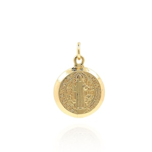 18K Gold Filled  Saint Jude Pendant,Gold Dainty Religion Charms,St. Benedict Charm Bracelet Necklace for DIY Jewelry Making Supply
