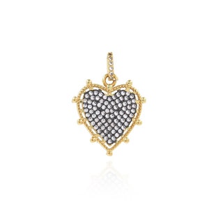 Heart-shaped pendant, 18K gold filled love pendant, zircon gold heart pendant necklace, DIY jewelry supplies, 18x25.5x1.7mm