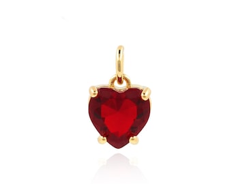 Roter Diamant Herz Anhänger, Solitär Anhänger, 18K Gold gefüllt Liebeszauber, Herz Halskette, DIY Schmuck Zubehör, Geschenk für Sie, 13x8x5mm