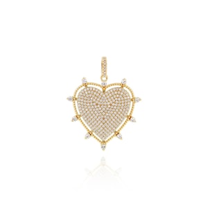 Heart-shaped pendant, 18K gold filled love pendant, zircon gold heart pendant necklace, DIY jewelry supplies, 39.5x31.5x1.8mm