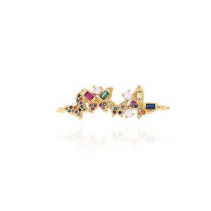 Micropavé CZ Butterfly Connector 18K Gold Filled Butterfly Connector, Gold Butterfly Charm, DIY Jewelry Making Supplies, 9.5x34.5x3.5mm