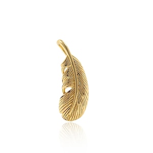 Layered Necklace Pendant 18K Gold Filled Feather Pendant Necklace Unisex Pendant Leaf Jewelry DIY Jewelry Making Supplies 7x19x3mm