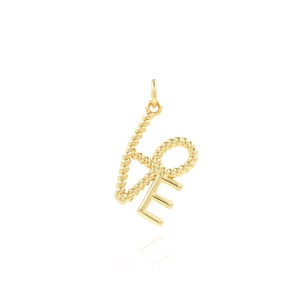 18K Gold Filled Love Charm, Polished Round Love Pendant Charm Personalized Jewelry DIY Making Supplies 12.5x22.5x1.5mm