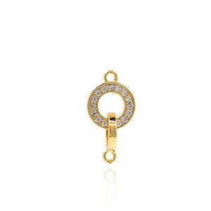 18K vergoldeter Messing Doppelschlaufenstecker, Zirkonia Ringstecker, DIY Schmuckherstellung Zubehör, mit 2 Schlaufen Stecker, 18x10x1,3 mm