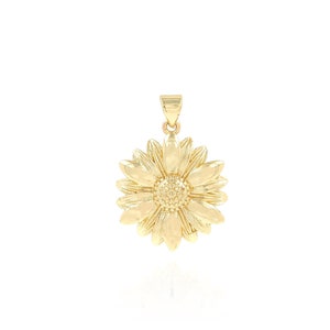 Encanto de flor de oro, suministros de fabricación de joyas de bricolaje, encanto de joyería botánica, collar con colgante de girasol relleno de oro de 18 quilates, regalo para ella, 20.5x29x3.2mm