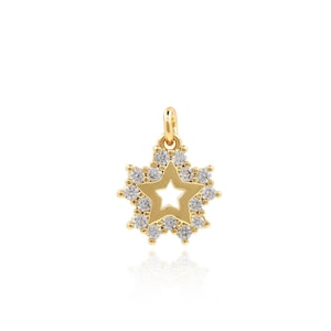 Cubic Zirconia Star Pendant Celestial Pendant Suitable for Bracelet Necklace Jewelry Making Supplies 18K Gold Fill 14x11x2mm