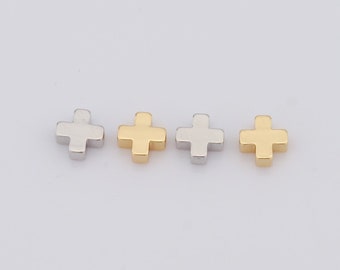 18K Gold Filled Cross Spacer Beads, Religious Spacer Beads, DIY Jewelry Making Supplies，6x6x2.5mm