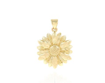 Gold Flower Charm,DIY Jewelry Making Supplies,Botanical Jewelry Charm,18K Gold Filled Sunflower Pendant Necklace,Gift for Her, 20.5x29x3.2mm