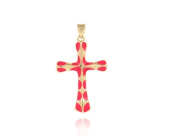 Micropave CZ Large Cross Pendant Enamel Cross Pendant 18K Gold Filled Religious Christian Jewelry DIY Jewelry Making Supplies 37x21.5x3.5mm