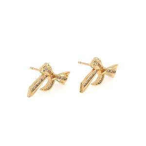 18K Gold Filled Bow Oorbellen, Damesoorbellen, Micropavé CZ Prachtige oorbellen, DIY sieraden maken, 9,5x11,5x3,5mm