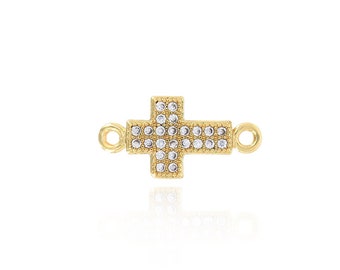 Cross Connector Charm Micropavé CZ Cross Connector 18K Gold Filled Religious Cross Connector DIY Jewelry Making Accessories 8.5x17.5x2mm