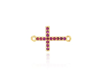 18K Gold Filled Religious Cross Connector Cross Connector Micropavé CZ Cross Connector DIY Jewelry Making Accessories 10x16.5x2mm