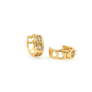 18K verguld messing ronde oorbellen, micropaved zirkonium gouden oorbellen, sierlijke oorbellen, mode oorbellen, diamanten oorbellen, 12x15x5mm