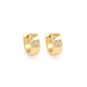 Micropavé CZ Round Leverback Gold Earrings,18k Gold Filled Round Earrings,Round Earrings, DIY Jewelry Supplies 13x12x4.5mm