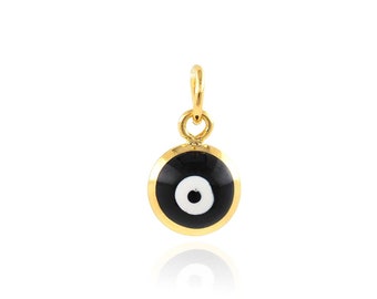 18K Gold Filled Evil Eye Pendant, Eyeball Charm, Enamel Eye Necklace, Protection Charm, Blue Eye Charm, DIY Jewelry Accessory, 8x14x2.2mm