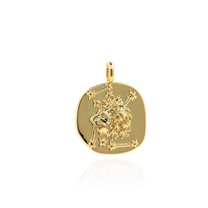 不規則な丸いライオンヘッドペンダント ブレスレットネックレスジュエリー作り用 18K ゴールドフィルド ライオンヘッドネックレス 動物チャームジュエリー 21x18x3.5 mm