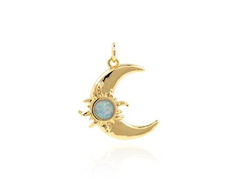 Gold Sun and Moon Pendant Celestial Necklace Bridesmaid Necklace Celestial Necklace 18k Gold Filled Necklace Sun Moon Jewelry 25x19x2.8mm