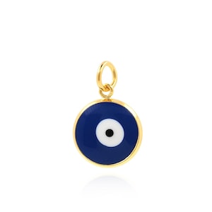 Evil Eye Necklace Blue Eye Necklace Gift Mother&#39;s Day Gift Enamel Evil Eye Pendant 18K Gold Filled DIY Jewelry Making 13.5x20.5x3mm