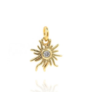 Gold Sun Necklace Sunburst Pendant Gold Filled Zircon Necklace Celestial Jewelry Gold Plated DIY Jewelry Making Supplies 15x11x2mm