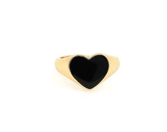 Anillos ajustables de oro con forma de corazón, anillo de corazón esmaltado de colores, anillo de esmalte, anillo abierto de oro, regalo para ella, anillo de latón chapado en oro de 18 quilates, anillo de sello