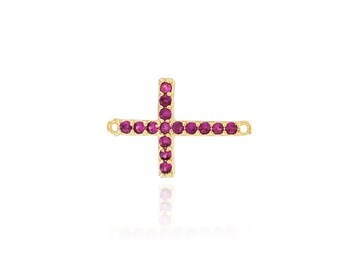 18K Gold Filled Religious Cross Connector Cross Connector Micropavé CZ Cross Connector DIY Jewelry Making Accessories 14x21x3mm