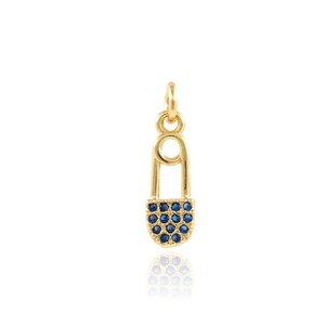 18K Gold Filled Sicherheitsnadel Halskette, Micropavé CZ Büroklammer Anhänger, Sicherheitsnadel Gold Halskette Anhänger, DIY Schmuck Zubehör, 4.8x16.5x1.4 mm