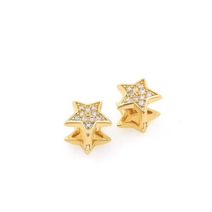 Diamond Star Earrings, Gold Star Earrings, Celestial Earrings in 18K Gold Plated Brass, Dainty Earrings, Mini Star Jewelry, 10.5x10.5x11mm