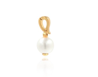 18K Gold Filled Pearl Pendant, Solitaire Pendant, Women's Charm, Pearl Charm, Gift for Her, DIY Jewelry Making，19.2x8.5x8.5mm