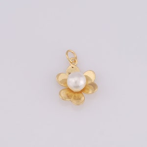 18K Gold Filled Blumenanhänger, Perlenanhänger, Blumenanhänger, DIY-Schmuckherstellung， 21x14x7,5 mm