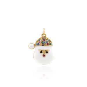 Dije de muñeco de nieve navideño, colgante de muñeco de nieve esmaltado en oro de 18 quilates, suministros para hacer joyas, 20 x 15 x 4 mm