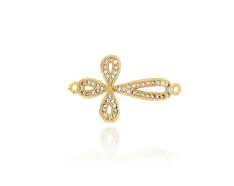 Micropavé CZ Cross Connector Cross Connector Charm 18K Gold Filled Religious Cross Connector DIY Jewelry Making Accessories 15x25.5x2mm