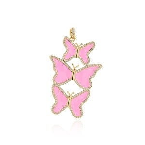 18K Gold Filled Insekt Anhänger,Emaille Schmetterling Halskette,Schmetterling Charm,Elegante Halskette,DIY Schmuck Accessoire,56x34x2.5mm