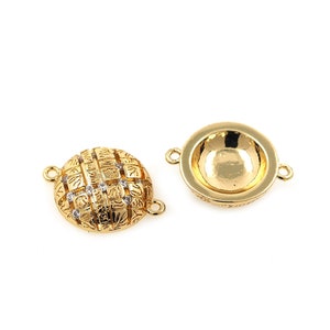 Puffed Stecker, Rundstecker, 18K Gold Filled Halbrund Stecker,Micropavé CZ Armband Stecker,DIY Schmuckzubehör,19x15x4.5mm