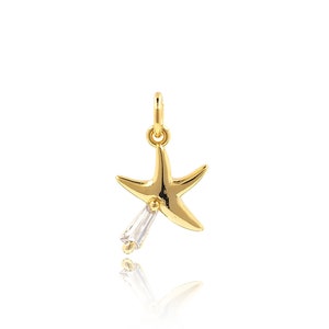 Micropave CZ Gold Pavé Starfish Pendant 18K Gold Filled Starfish Pendant Star Pendant Ocean Necklace DIY Jewelry Making 8x18.5x2mm
