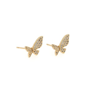 18K goud gevulde vlinderoorbellen, micropavé CZ vliegende oorbellen, insectenoorbellen, damesoorbellen, doe-het-zelf sieraden maken, 10,3 x 12,5 x 1,5 mm
