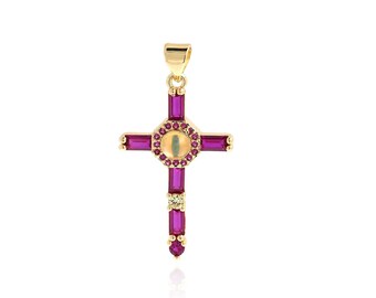 Micropave kruisketting religieuze sieraden geschenken voor vrouwen christelijk geloof kruis hanger 18K goud gevuld kerst kruis geschenk 34,5x18x5mm