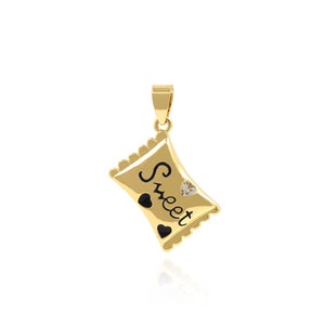 18K Gold Filled Enamel Sweet Candy Charm Golden Sweet Candy Charm sweet Candy Charm DIY Jewelry Making Supplies Jewelry 16x29x3mm