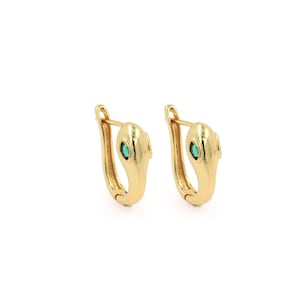 18k Gold Filled Snake Earrings, Micropavé CZ Snake Leverback Gold Earrings, Snake Earrings, DIY Jewelry Supplies 16.5x20x7mm
